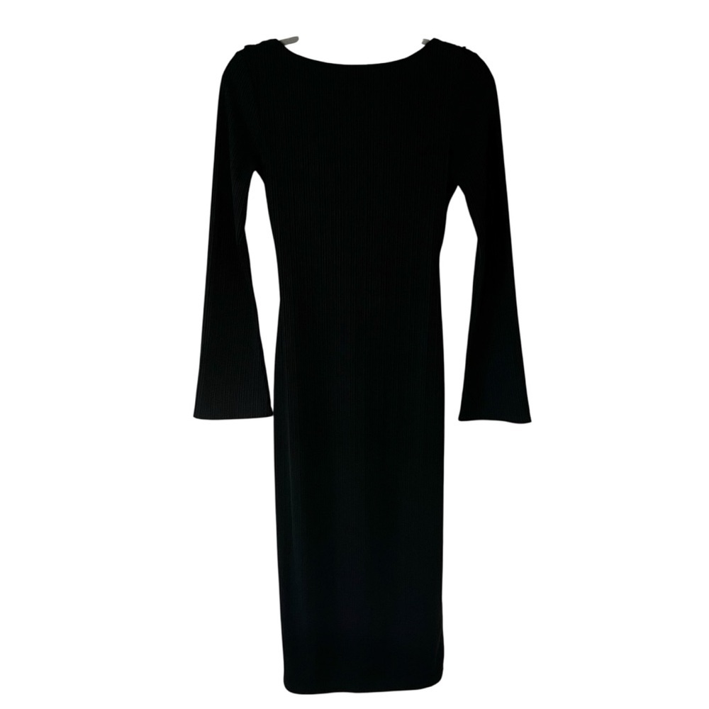 NWT Reformation Nessa Ribbed Midi Dress Black Long Sleeve Twist Back S - Picture 7 of 16